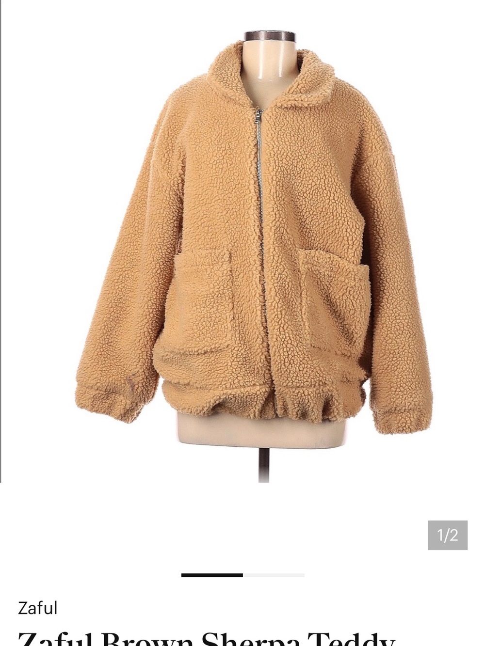 Zaful Tan Sherpa Teddy Puffer Jacket for Kids